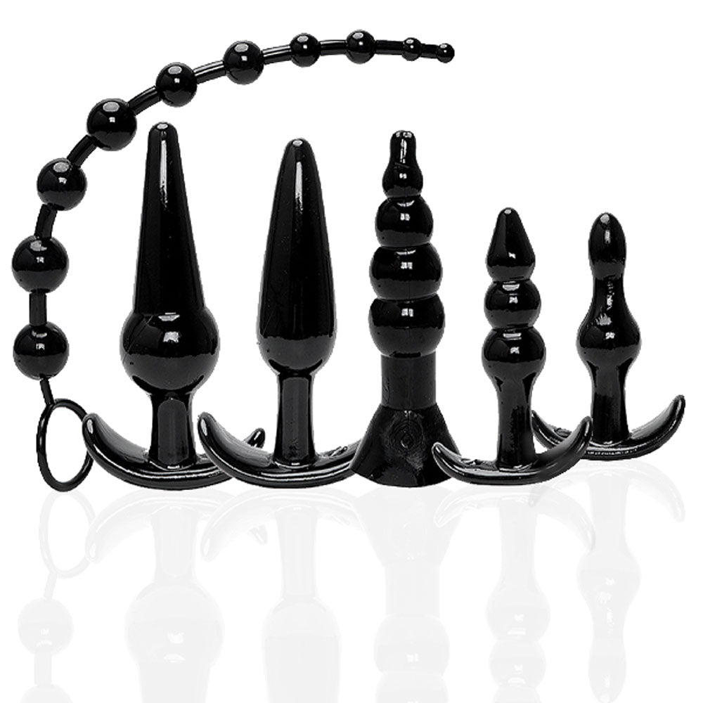 Try-Curious Anal Plug Kit (Black) – Set of 6 Body-Safe Anal Plugs > Anal Range > Butt Plug Kits