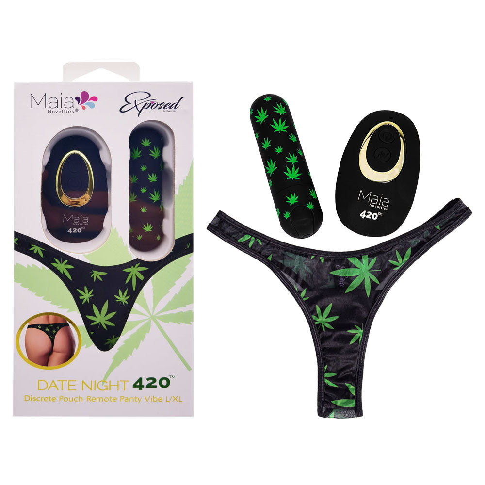 Maia Date Night 420 Panty Vibe - S/M with USB Bullet & Remote Black BULLETS & EGGS