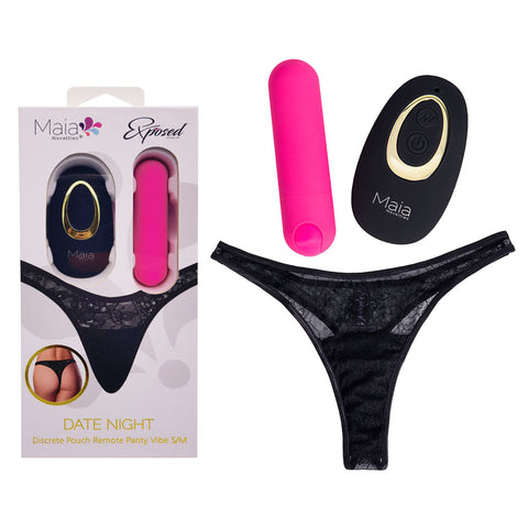Maia Date Night Panty Vibe L/XL with Pink USB Bullet & Remote Black Panty Vibrators