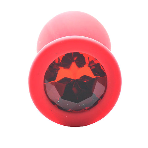 Red Silicone Large Anal Plug with Red Diamond > Anal Range > Jewel Butt Plugs
