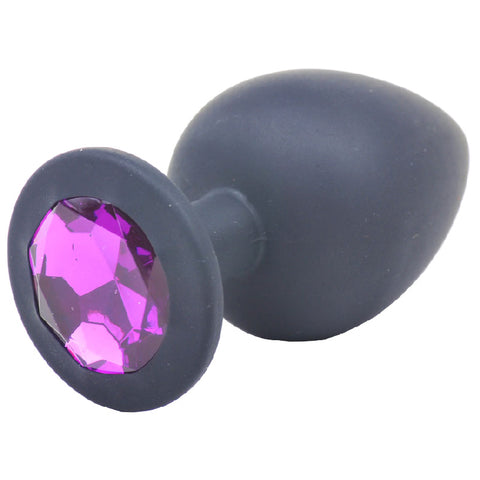 Black Silicone Anal Plug Large with Purple Diamond > Anal Range > Jewel Butt Plugs