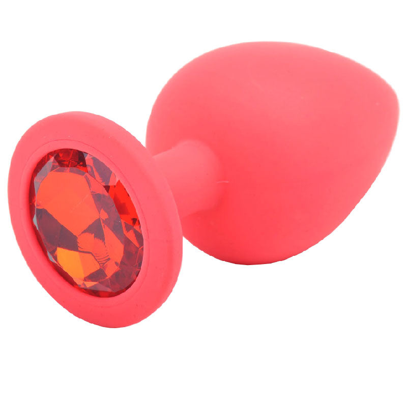 Red Silicone Large Anal Plug with Red Diamond > Anal Range > Jewel Butt Plugs