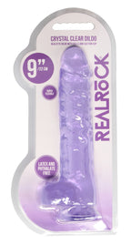 RealRock Crystal Clear 9 Inch Body-Safe Phthalate-Free Skin Safe Rubber Realistic Dildo With Balls > Dildos > Realistic Dildos