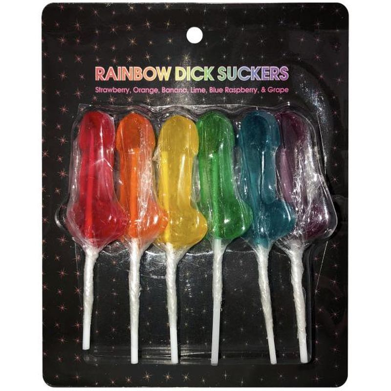 Rainbow Flavored Dick Shaped Suckers Set of Six Adult Candy Secondary image