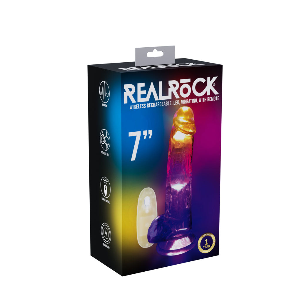Realrock 7 Inch Clear LED Vibrating Dong with Remote Control > Vibrators > Realistic Vibrators