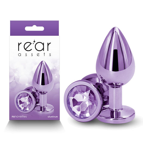 Rear Assets Medium Metal Butt Plug with Round Gem Base > Anal Range > Jewel Butt Plugs