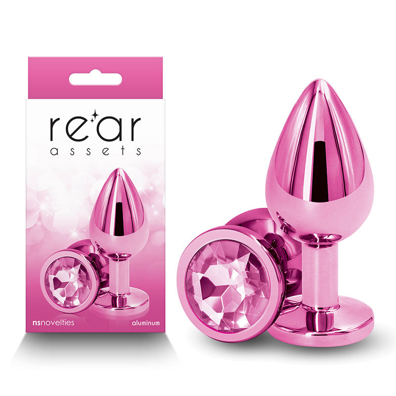 Rear Assets Medium Pink 8.2 cm Metal Butt Plug with Gem Base > Anal Range > Jewel Butt Plugs