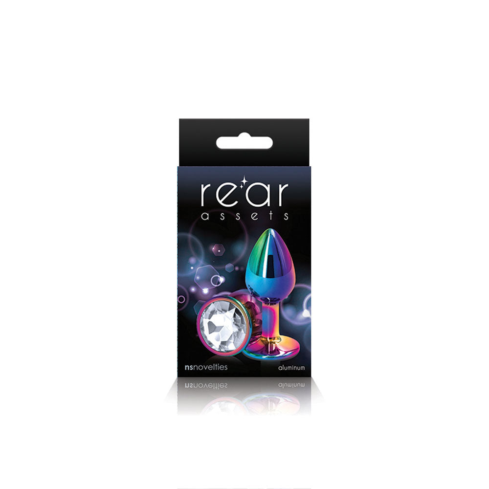 Rear Assets Multi Small Metal Butt Plug 3.2cm with Clear Gem Base Secondary image