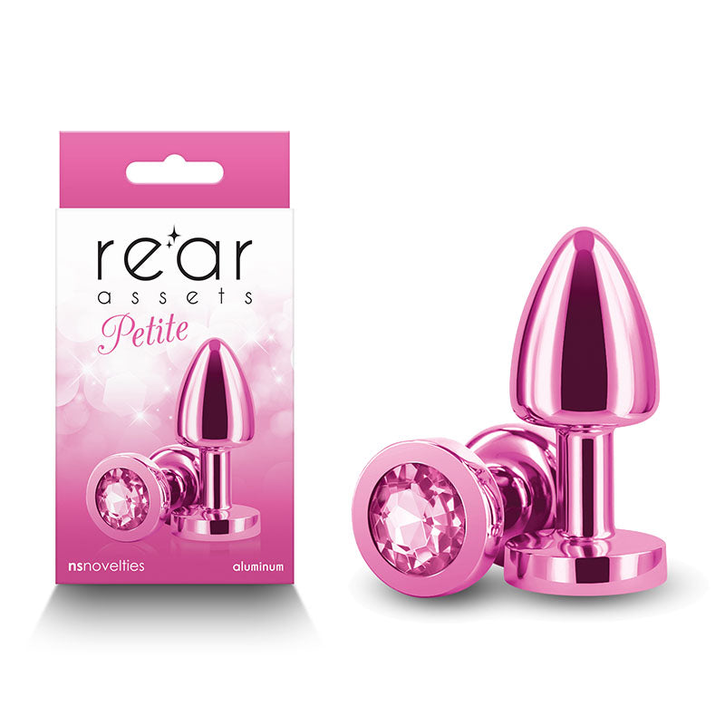 Rear Assets Petite 6 Centimeter Metal Butt Plug with Round Gem Base in Pink > Anal Range > Jewel Butt Plugs Main image