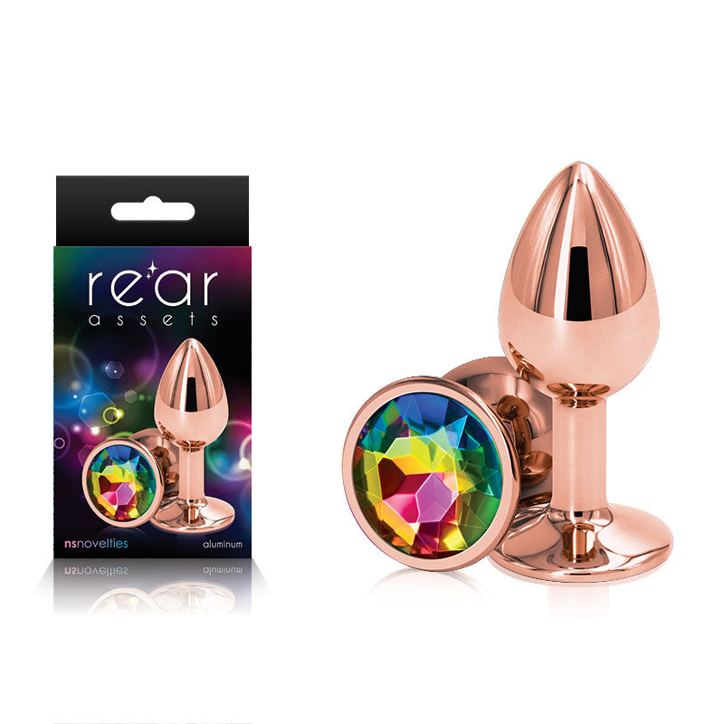 Rear Assets Rose Gold Small Metal Butt Plug with Rainbow Gem > Anal Range > Jewel Butt Plugs Main image