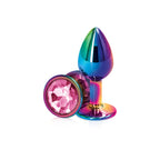 Rear Assets Small 2.72 Inch Metal Butt Plug with Pink Gem Base > Anal Range > Jewel Butt Plugs