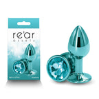 Rear Assets Round Gem Metal Butt Plug Teal Small > Anal Range > Jewel Butt Plugs