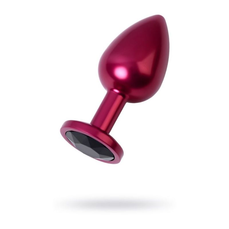 Red Metal Anal Plug with Black Crystal Medium > Anal Range > Jewel Butt Plugs