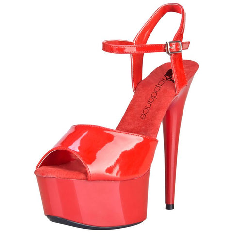 Red Platform Sandal With Quick Release Strap 6 Inch Heel Heels