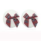 Reusable Sequin Round Nipple Pasties with Tartan Bow > Clothes > Pasties