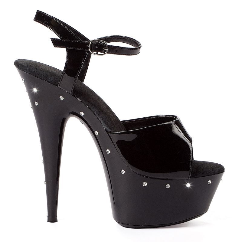 Rhinestone Platform Black 6 Inch Heels for Glamorous Occasions Heels