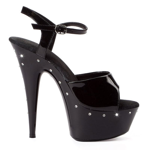 Rhinestone Platform Black 6 Inch Heels for Glamorous Occasions Heels