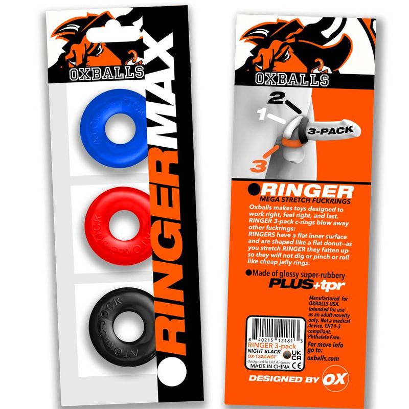 Ringer Max Three Piece Multi Colour Cockring Set Secondary image