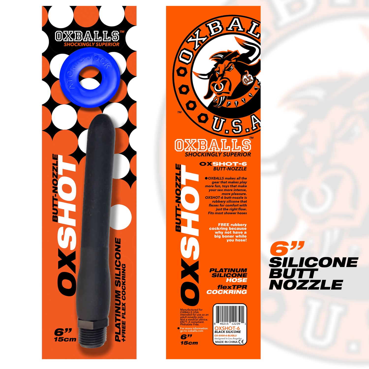 Oxshot Butt Nozzle 6in Shower Hose Black One Size > Essentials > Douches