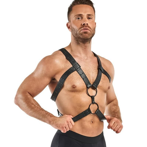 Rocco Bondage Harness Black Adjustable Faux Leather for Men Default Title Mens Harnesses