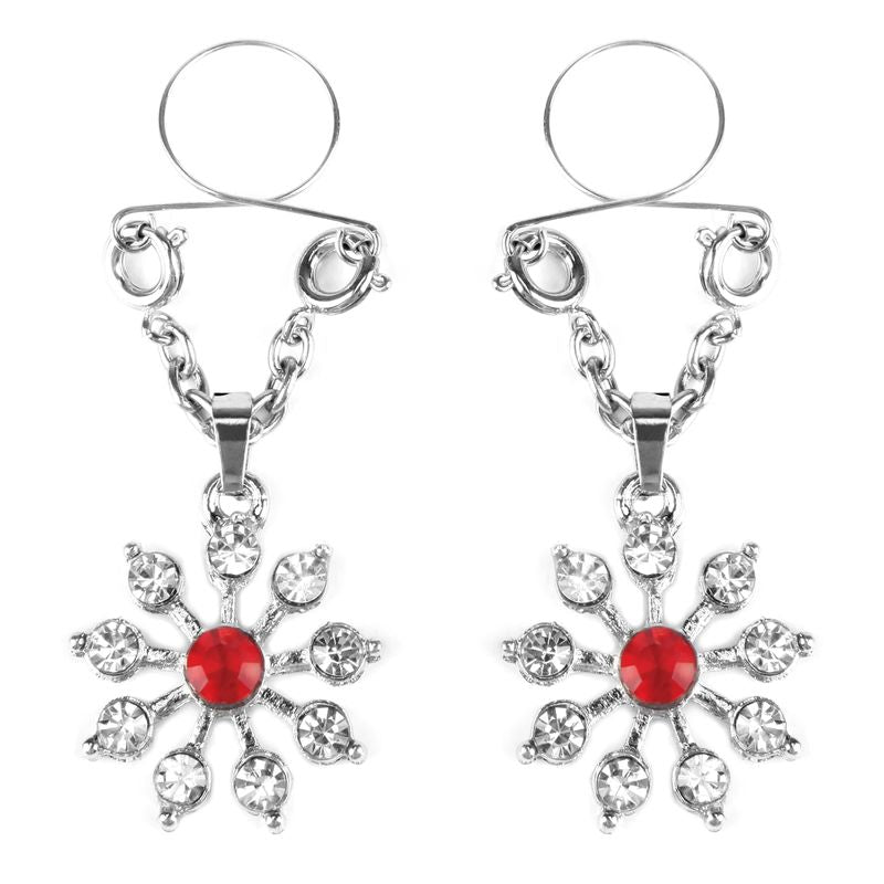 Ruby and Diamond Star Nipple Jewellery with Adjustable Rings Nipple Clips