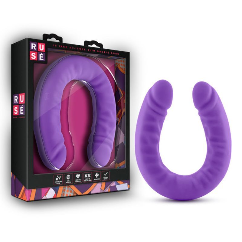 Ruse Silicone Slim 18in Purple Double Dong Dildo 1.5in Wide > Dildos > Double Dildos Main image