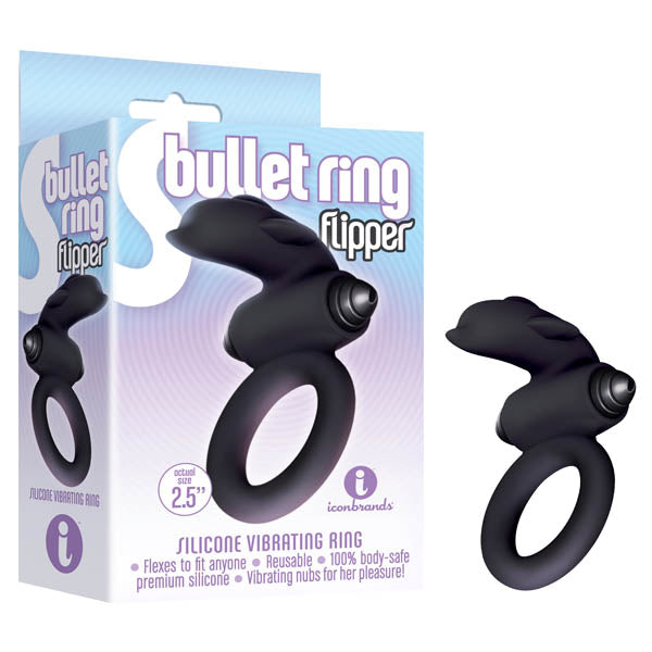 S-Bullet Ring Flipper – Rechargeable Vibrating Cock Ring Black Cock Rings Vibrating