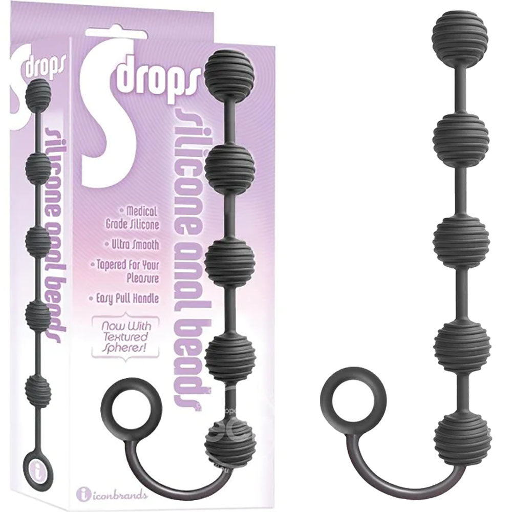 S Drops Silicone Anal Beads - Extra Long Anal Beads for Pleasure Black > Anal Range > Anal Beads