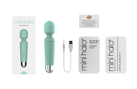 Shibari Mini Halo Wireless 20X Minty Green Massage Wand Green Electric Massager