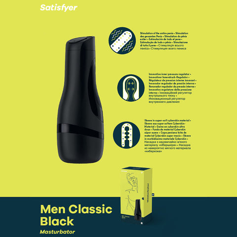 Satisfyer Men Classic (Black) – Discreet Masturbator Sleeve Default Title > Sex Toys For Men > Masturbators Manual