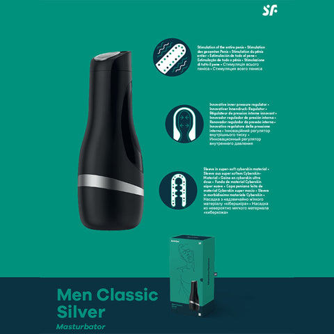Satisfyer Men Classic (Silver) – Premium Male Masturbator Default Title > Sex Toys For Men > Masturbators > Vibrating