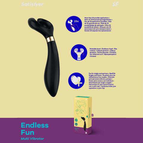 Satisfyer Endless Fun 23.5 cm USB Rechargeable Stimulator for Couples Black STIMULATORS