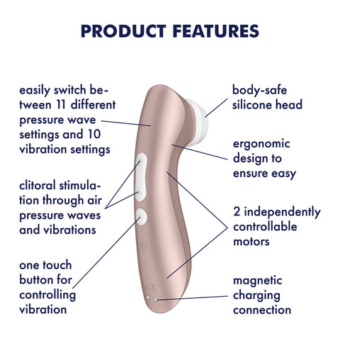 Satisfyer Pro 2+ Clitoral Stimulator 164mm Touch-Free Rechargeable > Sex Toys For Ladies > Air Pulsation