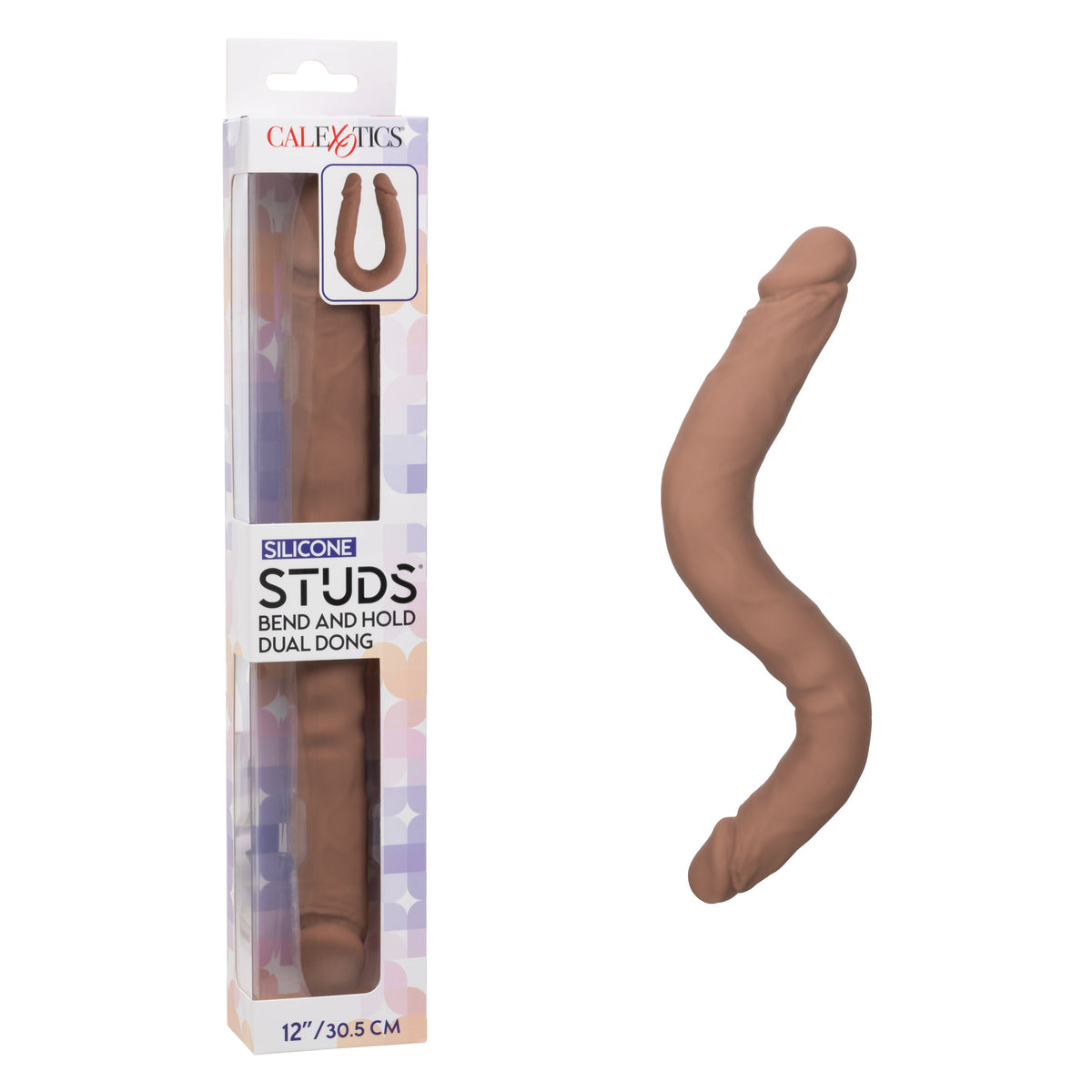 Silicone Studs Bend and Hold Dual Dong – Premium Silicone Double-Ended Dildo Brown 12 Inch > Dildos > Double Dildos