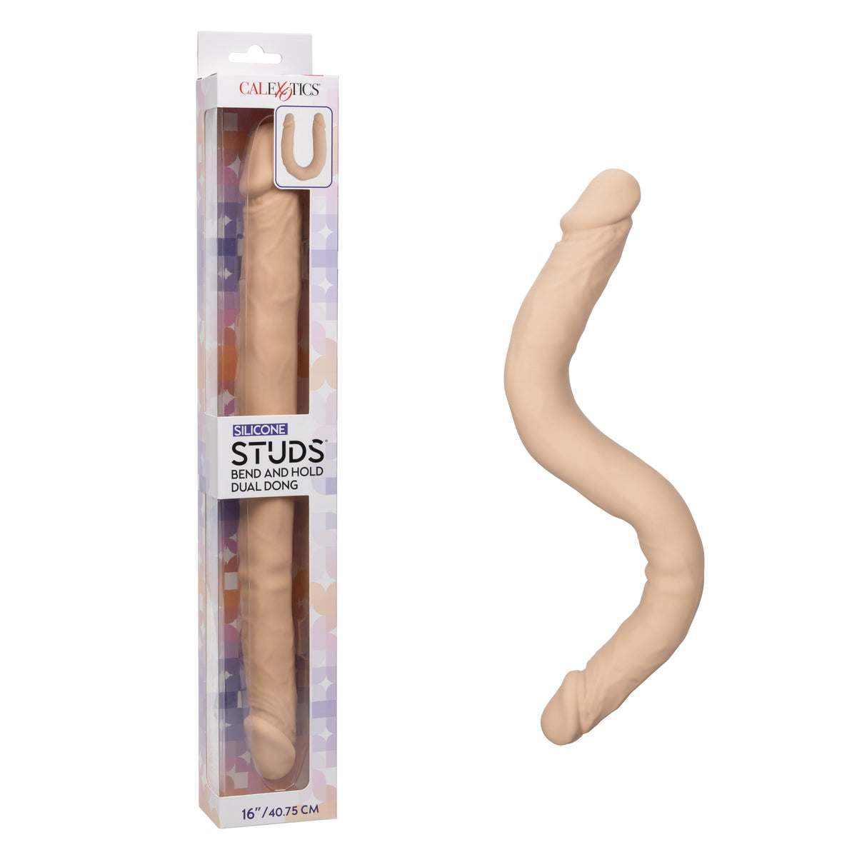 Silicone Studs Bend and Hold Dual Dong – Premium Silicone Double-Ended Dildo Ivory > Dildos > Double Dildos
