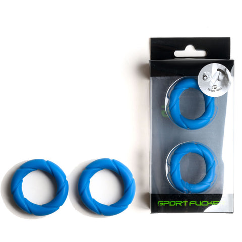 Sport Fucker Ready Rings - Blue Cock and Ball Ring Blue COCK RING Set