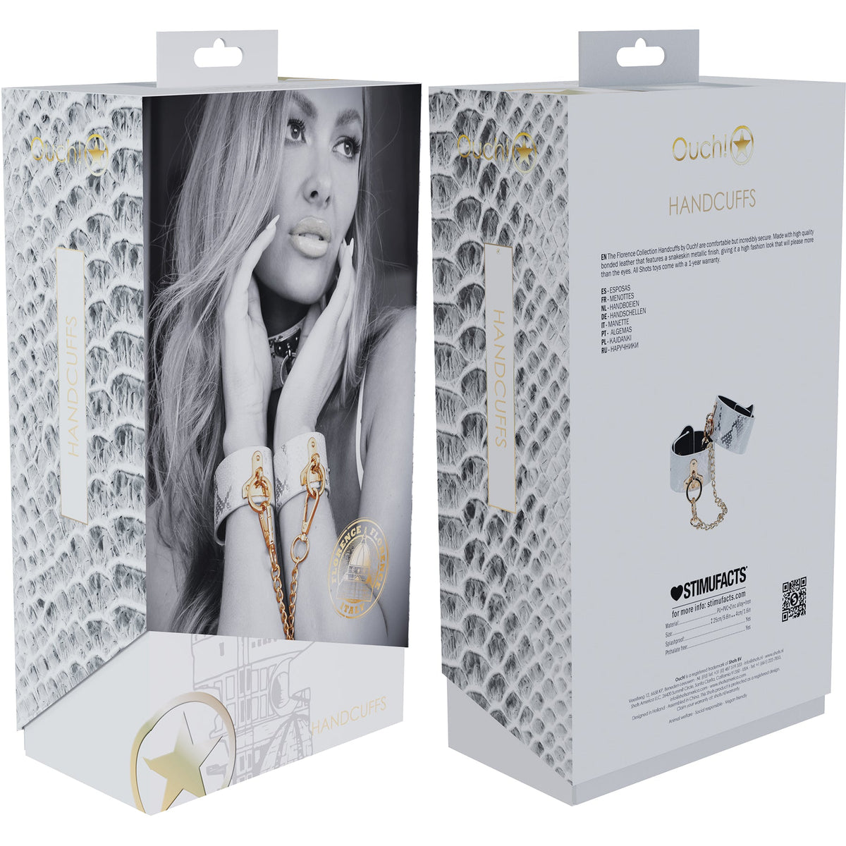 Ouch Florence Collection Handcuffs High Quality Bonded Leather > Bondage Gear > Handcuffs