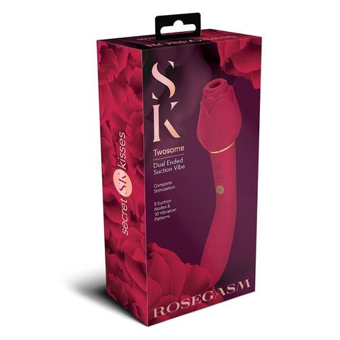 Secret Kisses Dual Rosegasm Twosome Dual-Ended Suction Vibrator STIMULATORS