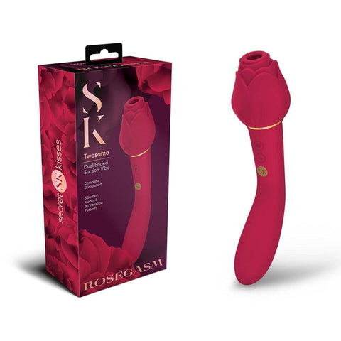 Secret Kisses Dual Rosegasm Twosome Dual-Ended Suction Vibrator Default Title STIMULATORS