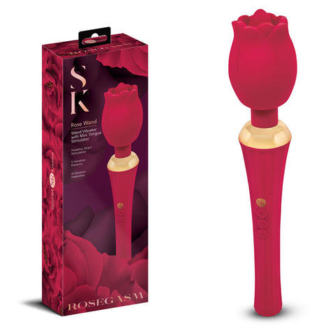 Secret Kisses Rosegasm Rose Wand Red Electric Massager