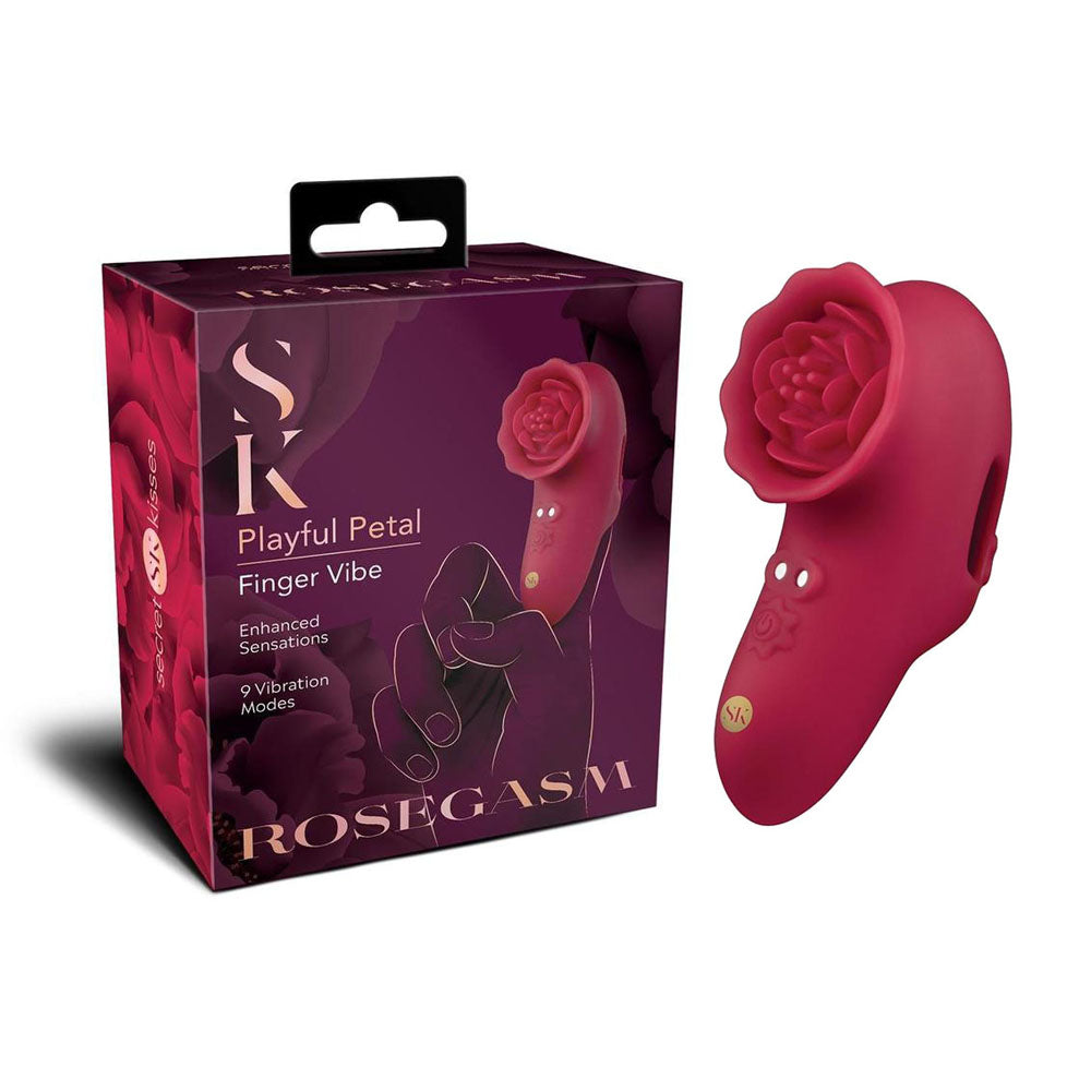 Secret Kisses Rosegasm Playful Petal – USB Rechargeable Finger Stimulator Red > Vibrators > Finger Vibrators