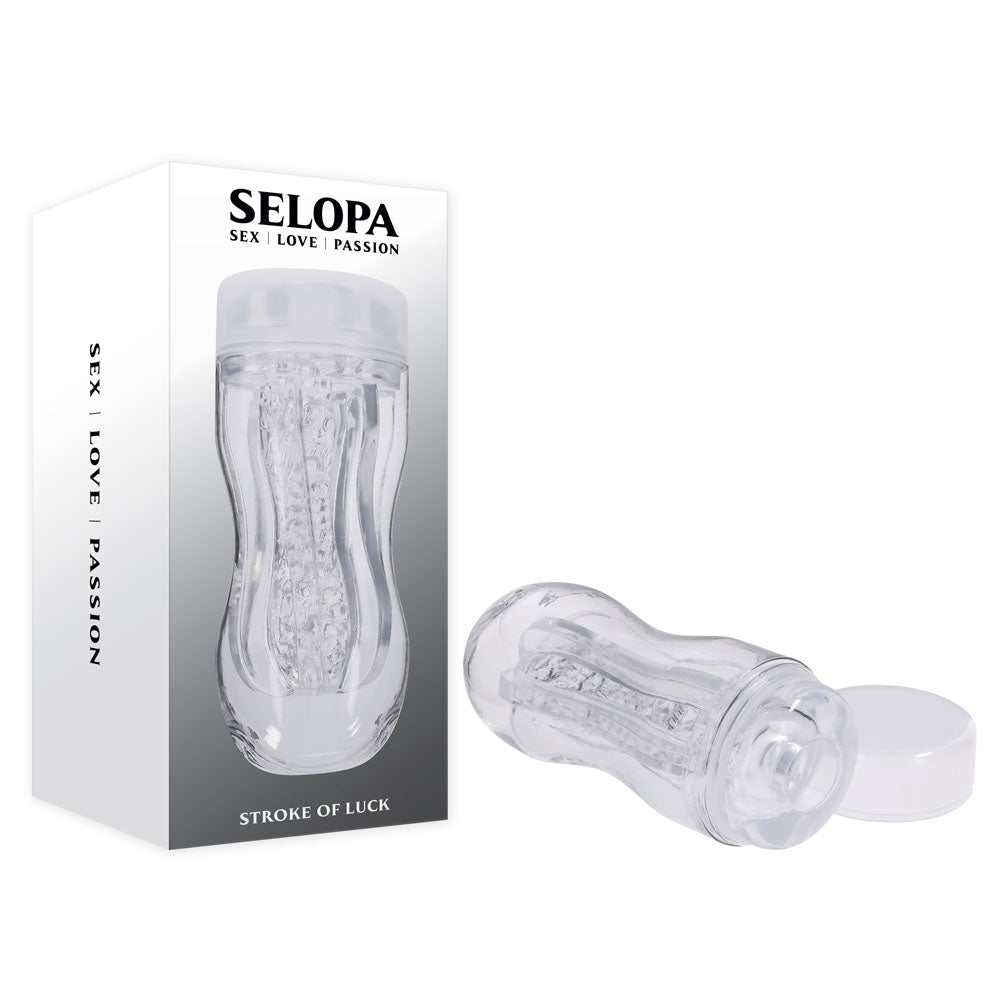 Selopa Stroke of Luck Stroker with Vibrating C-Ring for Enhanced Pleasure Clear > Sex Toys For Men > Vibrating Masturbators