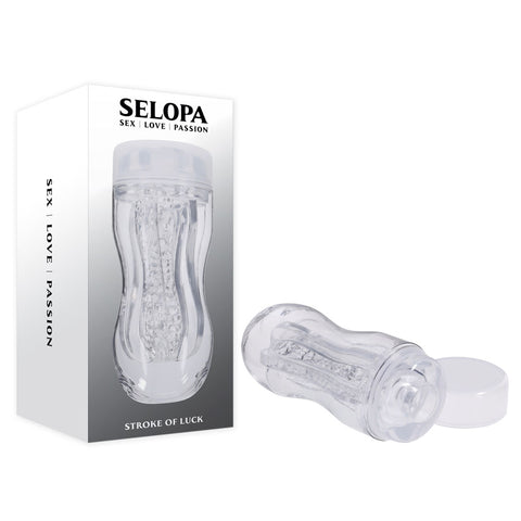 Selopa Stroke of Luck Stroker with Vibrating C-Ring for Enhanced Pleasure Clear > Sex Toys For Men > Vibrating Masturbators
