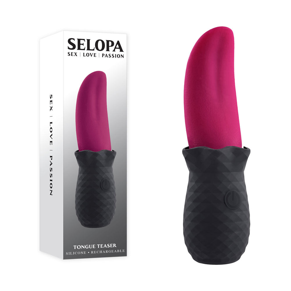 Selopa Tongue Teaser 14.8cm Black USB Rechargeable Vibrating Stimulator Pink Vibrators