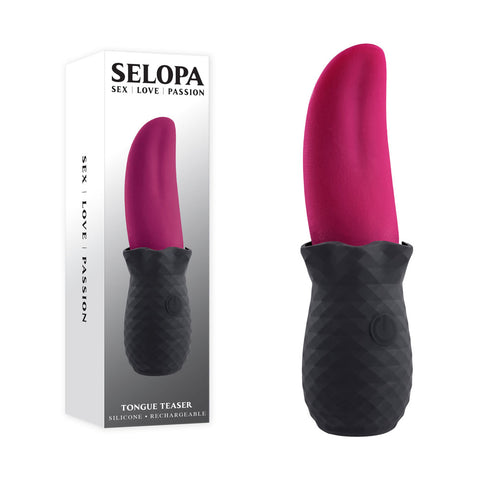 Selopa Tongue Teaser 14.8cm Black USB Rechargeable Vibrating Stimulator Pink Vibrators