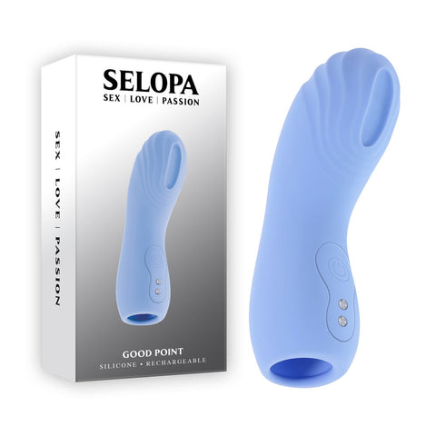 Selopa Good Point USB Rechargeable Hollow Vibrating Finger Stimulator Black