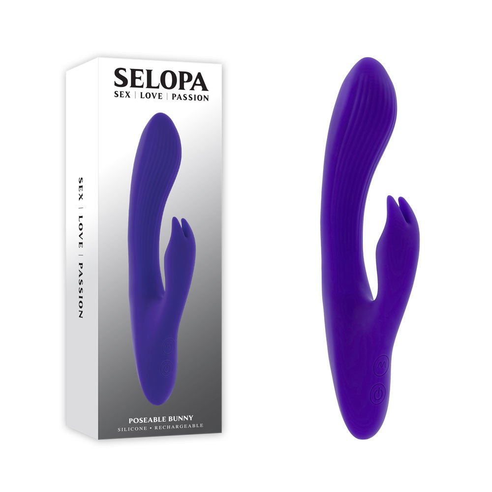 Selopa Poseable Bunny 21 cm USB Rechargeable Rabbit Vibrator Purple VIBRATORS