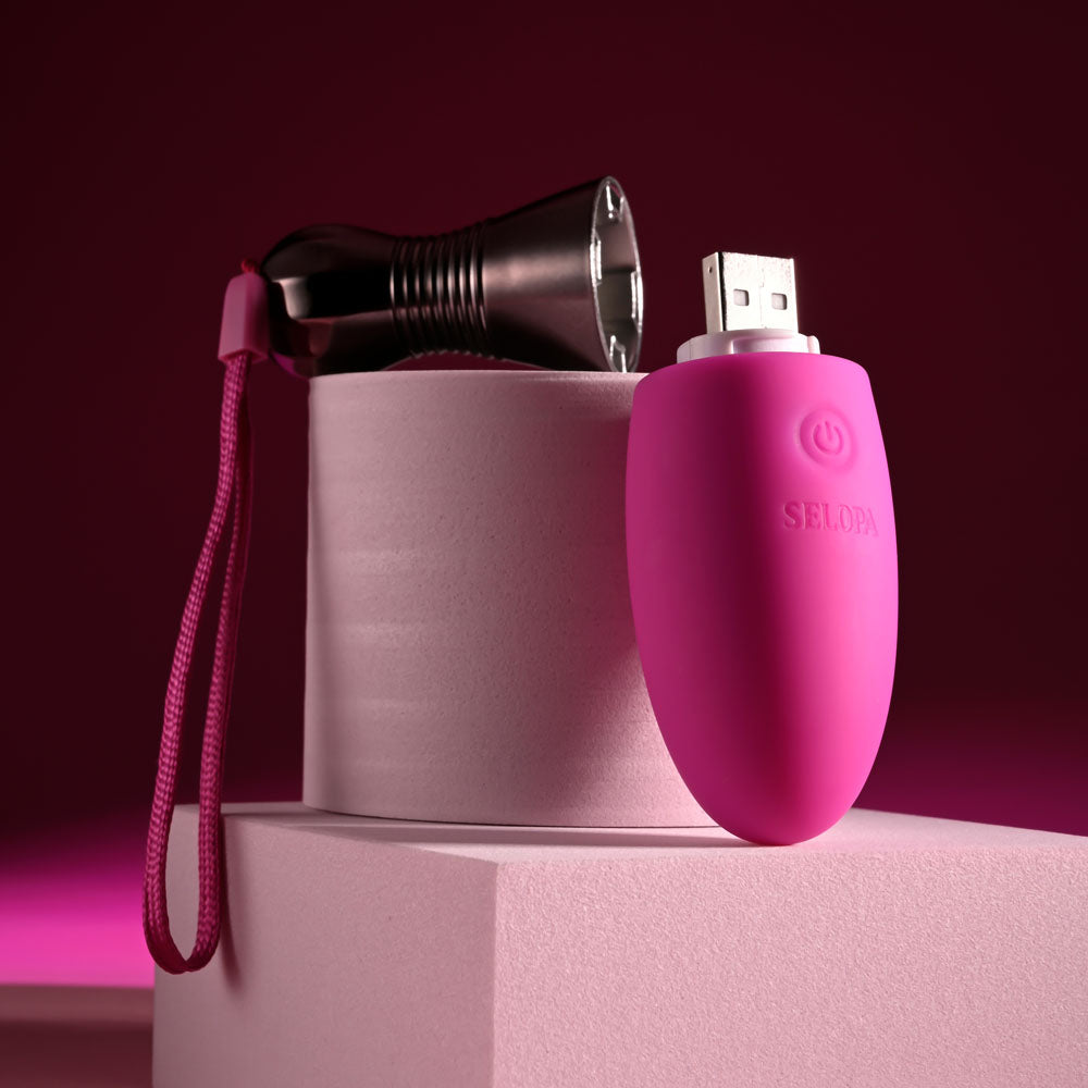 Selopa Vibrating Egg with Chrome Handle - Pink 11.9cm > Sex Toys For Ladies > Vibrating Eggs