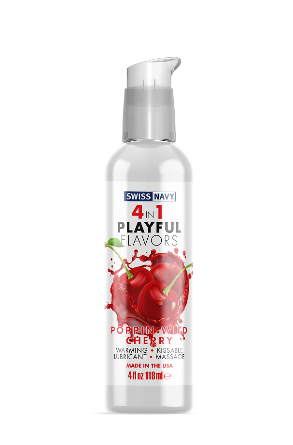 Playful Flavours 4 In 1 Poppin Wild Cherry 4oz/118ml Lube Flavoured Lube