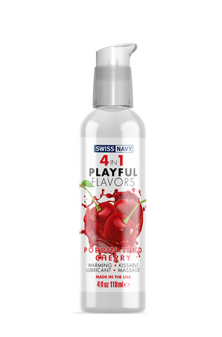 Playful Flavours 4 In 1 Poppin Wild Cherry 4oz/118ml Lube Flavoured Lube